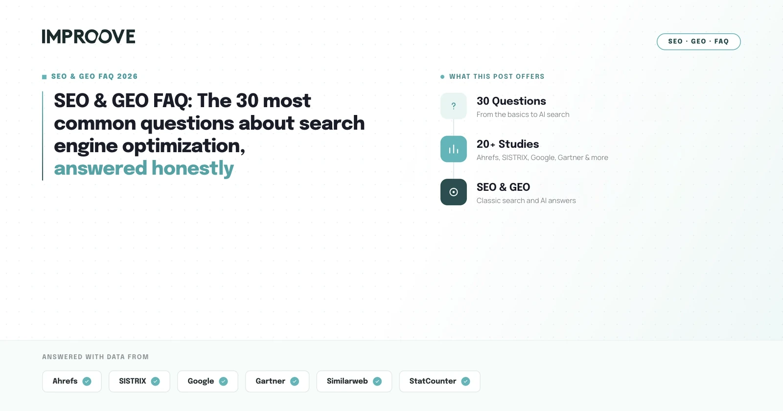 SEO & GEO FAQ 2026: 30 questions about search engine optimization, answered honestly